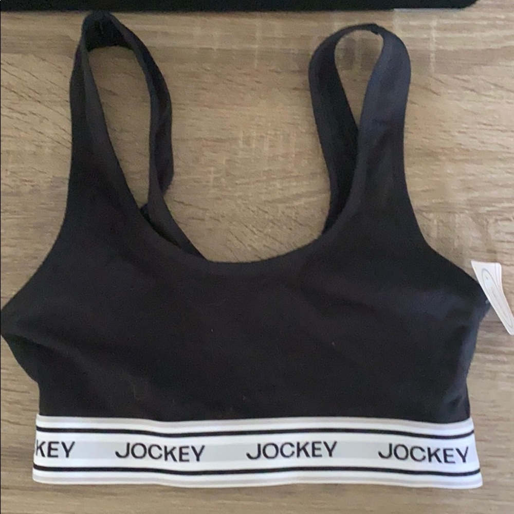 NWT Jockey Black Bralette Retro stripes